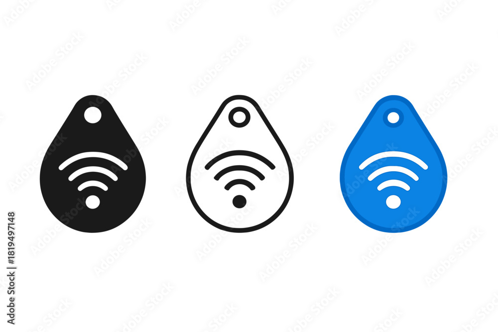 Image vectorielle Stock rfid tag icons three small rounded tags with ...