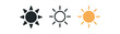 © Design Ful - sun icons three sun icons one flat solid monochrome one thin black outline black and white one full color flat icon warm clean eco energy style