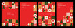 © hiten666 - Four modern christmas geometric patterns for greeting card design or holiday invitation. Minimalist festive abstract background grid.