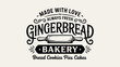 © zahra - Vintage style gingerbread bakery logo with rolling pin and text made with love always fresh silhouette
