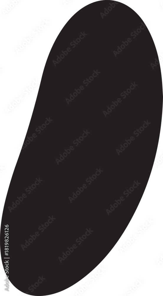 Abstract black organic shape illustration. Irregular modern fluid design element for minimal graphic art projects. Simple silhouette vector design on a clean white background