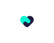 © iamguru - Heart logotype from abstract shapes. Universal handshake deal cooperation symbol. Creative love feeling vector sign.