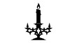 © ana - Vector illustration of black silhouette of a gothic candelabra with three burning candle flame isolated on transparent background