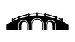 © ana - Vector illustration of black silhouette icon of an arched stone bridge with three openings, isolated on transparent background