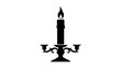 © ana - Vector illustration of black silhouette of a tall burning candle in an ornate candelabra isolated on transparent background