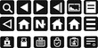 © Ambia Art - Collection of white icons on black rounded square backgrounds including navigation arrows play button search magnifying glass house and menu symbols