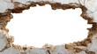 © PixMarket - Large hole in old damaged wall with crumbling edges, isolated on transparent background