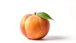 © 为轩 张 - A single fresh peach with a green leaf, professionally photographed in sharp focus on a clean white background.