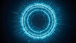 © ClearFrame - Futuristic hologram circle, digital hud interface, glowing neon ring, abstract tech background, blue light, cyber network aura pulse energy vortex glow visual, immersive and dynamic design