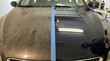 © Анастасия Терентьева - Car hood showing a before and after comparison of paint correction with tape dividing the dirty and polished side