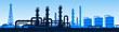 © Rafail - Industrial refinery silhouette on blue gradient background