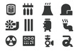 © Александр Михайлюк - Nuclear Reactor Icons. Solid style icons of nuclear reactors: reactor core, control rods, cooling system, containment building,