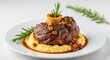 © Fatema SF - Gourmet slow cooked meat served over creamy polenta with rosemary