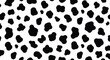 © Md Sorif - Simple black and white seamless pattern with abstract cow spots for creating a fun animal print background or texture design.