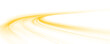 © MEDUZA - Transparent yellow neon speed line with futuristic motion effect. Abstract glowing light trails visualize high speed data flow and energy movement. Dynamic technological background isolated in png.