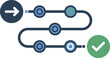 © Luis K. Bradley - Vector infographic of a winding process path with multiple steps and milestones, leading to a successful completion checkmark