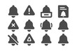 © Александр Михайлюк - Notification Icon Styles. Solid style icons of missed or archived notifications: faded bell, missed alert icon, archived