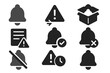 © Александр Михайлюк - Notification Icon Styles. Solid style icons of missed or archived notifications: faded bell, missed alert icon, archived