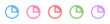 © masudrwd - Neon timer indicator vector icons, Glowing clock icon, Bright loading percentage symbol and Luminous pie chart quarter