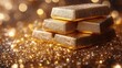 © Miramiska - A dramatic stack of gleaming gold bars, enhanced with sparkling particles creating a luxurious and opulent atmosphere. Perfect for finance, wealth, investment, or luxury themes.
