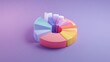 © วรรณภา มะโนศรี - Vibrant 3D Chart Illustration on Soft Purple Background, Featuring Colorful Segments in Pink, Blue, Yellow, Orange, and White for Data Visualization