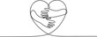 © firoz - hands embracing heart with love vector illustrator, continuous one line drawing of hug love symbol. one line Icon drawing with white background