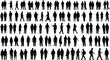 © Ashok - Diverse crowd silhouettes people walking standing and interacting in black and white