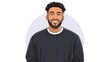 © SerPak - Digital illustration of a cheerful man wearing a black sweater with a friendly smile. Positive attitude and approachable demeanor.