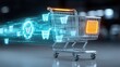 © Hospital man - Digital shopping cart animation virtual marketplace graphic illustration futuristic environment close-up view e-commerce concept