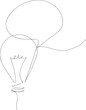 © Adeel - Continuous one line light bulb and speech bubble idea concept.Trendy line art vector on a white background illustration