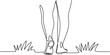 © MofajjolHossen - Continuous one line drawing barefoot legs seen from behind while walking. Take a leisurely walk on the grass for health. Beach. National Go Barefoot Day. one line Icon drawing