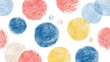 © Maqsood - Colorful Scandinavian-style pencil scribbles seamless pattern with pastel circles, playful vector background for children’s textiles and gift wrap