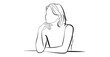 © VectorCraze - Minimalist one line drawing of seated person resting head on hand – elegant pose symbolizing thought, emotion, and introspection