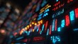 © Sifat - Digital stock market graph on abstract led screen showing glowing red and blue financial data