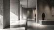 © kora studio - modern interior design featuring minimalist architecture with concrete walls and sleek surfaces. space is illuminated by natural light, creating sophisticated