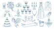 © Tatiana - Hand drawn wedding celebration elements set. Doodle icons. Holiday illustrations for wedding invitations.