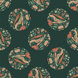 © pictures_for_you - A seamless pattern featuring stylized Christmas balls in bright colors. It conveys festive cheer and playful holiday spirit.
