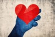 © Rawpixel.com - Hand hold heart silkscreen symbol blue red.