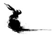© ink drop - Oriental ink rabbit illustration for Chinese zodiac new year with bold expressive brush movements