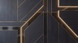 © Constantine Art - Opulent Dark Grey Geometric Panels with Glowing Golden Lines Creating a Modern Art Deco Abstract Background or Luxury Interior Design Element.
