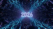 © Fauzi - 2026 digital technology background with glowing circuit lines and data flow