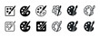 © Марія Томилович - Set of artistic paint palette icons with brushes in various styles
