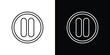 © Annimo - Pause button icon outline set in black and white. thin line style.