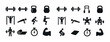 © Svitlana - Fitness icon set: weights, kettlebell, exercises, and gym equipment