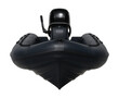 © OMD - Rigid-hulled inflatable boat with outboard motor for versatile land and water use.