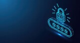 Digital security lock and password icon on blue background concept