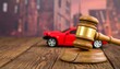© midah - Car accident and gavel on wooden table.