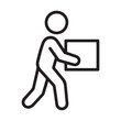 © Sonda - Simple line icon of a person carrying a box or package