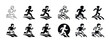 © Coosh448 - Silhouette icons of running figures in dynamic motion