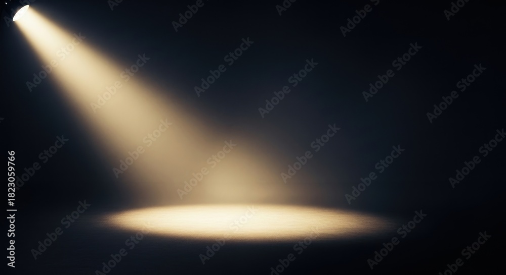 Stock-Foto „A spotlight illuminates a dark stage, casting a warm glow ...